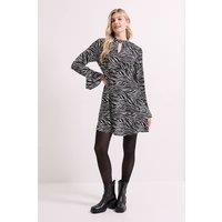 Dorothy Perkins Women's Keyhole Long Sleeve Mini Dress in Zebra | Size: 8