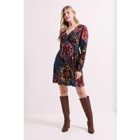 Dorothy Perkins Women's Shirred Shoulder Empire Long Sleeve Mini Dress | Size: 10