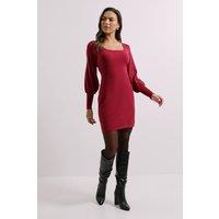 Dorothy Perkins Women's Square Neck Balloon Sleeve Dress in Berry | Size: Large