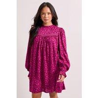 Dorothy Perkins Women's Lace Star Detail Printed Boho Mini Dress in Burgundy | Size: 12