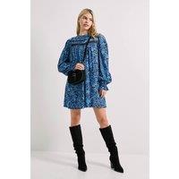 Dorothy Perkins Women's Lace Blue Floral Detail Printed Boho Mini Dress | Size: 8