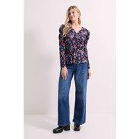 Dorothy Perkins Women's Black Floral Button Detail Printed Peplum Blouse | Size: 10