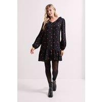 Dorothy Perkins Women's Ditsy Floral Collar Detail Blouson Sleeve Tiered Mini Dress | Size: 8
