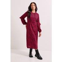Dorothy Perkins Women's Pink Ruffle Blouson Sleeve Empire Seam Midi Dress | Size: 14