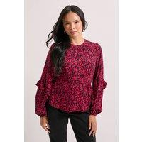 Dorothy Perkins Women's Pink Blouson Sleeve Empire Seam Blouse | Size: 8