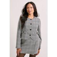 Dorothy Perkins Women's Button Detail Cropped Jacket in Mono | Size: 16