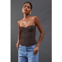 Warehouse Women's Cord Bustier Top in Chocolate | Size: 14