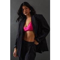 Warehouse Women's Heavy Satin Strappy Seaming Bralette in Hot Pink | Size: 12