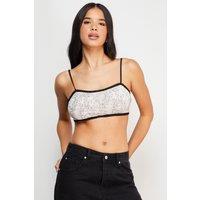 Warehouse Women's Lace Square Neck Bralette in Mono | Size: 14