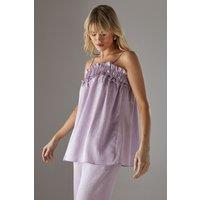 Warehouse Women's Crushed Satin Strappy Bandeau Top in Lilac | Size: 10