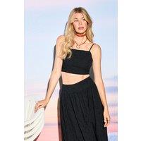 Warehouse Women's HCD Broderie Strappy Bralette Crop Top in Black | Size: 14