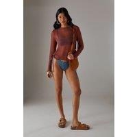 Warehouse Women's Sheer Knitted Top in Desert Rose | Size: Small