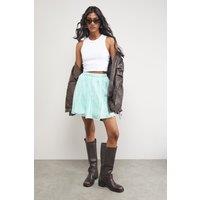 Warehouse Women's Chiffon Godet Flippy Mini Skirt in Mint | Size: 12