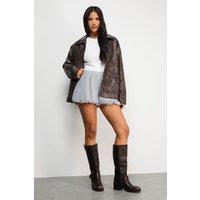 Warehouse Women's Chiffon Bubble Hem Micro Short in Grey | Size: 12
