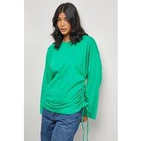 Warehouse Women's Drawstring Channel 3/4 Sleeve Top in Bright Green | Size: 8