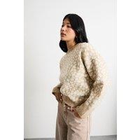 Warehouse Women's Deer Jacquard Knit Jumper in Neutral | Size: Large