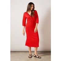 Wallis Women's Red Jersey Twist Front Midaxi Dress | Size: 14