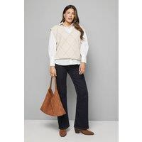 Wallis Women's Tipped Glitter Knitted Vest in Ivory | Size: Medium