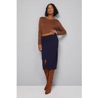 Wallis Women's Contrast Knitted Column Skirt in Blue | Size: XL