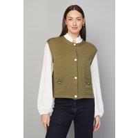 Wallis Women's Button Through Knitted Tank in Khaki | Size: Medium