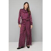 Wallis Women's Spot Print Wide Leg Trouser in Berry | Size: 20