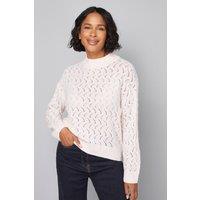 Wallis Women's Glitter Pointelle High Neck Jumper in Blush | Size: XL
