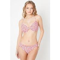 Debenhams Women's Ditsy Floral Twist Front Underwired Bikini Top in Red | Size: 36A