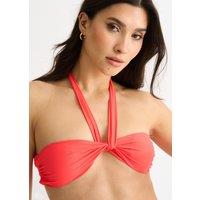 Gini London Women's Orange Twist Front Halter Neck Bikini Top | Size: 8