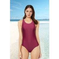 MODISHION Women's Competitive Athletic Back Cross One Piece Swimsuit in Red | Size: 2XL