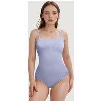 MODISHION Women's Shapewear Seamless Bodysuits with Removable Shoulder Straps in Blue | Size: Small