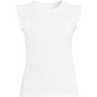 Lands' End Women's Ribbed Ruffle Sleeve Top in White | Size: 16-18