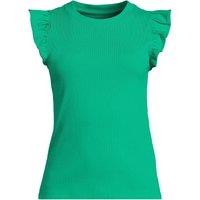 Lands' End Women's Ribbed Ruffle Sleeve Top in Bright Green | Size: 20