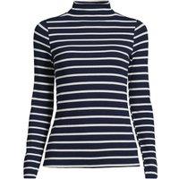 Lands' End Women's Drapey Rib Polo Neck Top in Dark Blue | Size: 14-16