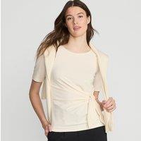 Lands' End Women's Lightweight Jersey Tie Waist Top in Ivory | Size: 20