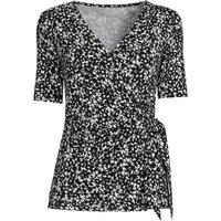 Lands' End Women's Cotton Modal Elbow Sleeve Side Tie Top in Black | Size: 10-12