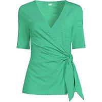 Lands' End Women's Cotton Modal Elbow Sleeve Side Tie Top in Green | Size: 20