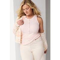 Lands' End Women's High Neck Drapey Rib Henley Vest Top in Warm White | Size: 10-12