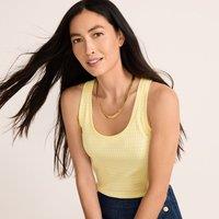 Lands' End Women's Pointelle Ribbed Scoop Neck Vest in Yellow | Size: 16-18