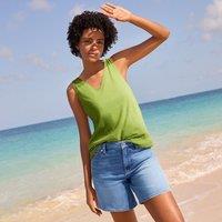 Lands' End Women's Slub Jersey Vest Top in Green | Size: 10-12