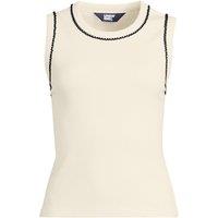 Lands' End Women's Ribbed Contrast Trim Vest in Ecru | Size: 10-12
