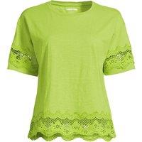Lands' End Women's Trimmed Pure Slub Cotton Top in Green | Size: 20