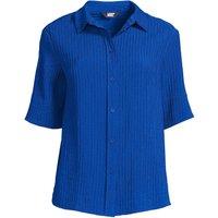 Lands' End Women's Short Sleeve Crinkle Shirt in Blue | Size: 12