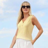 Lands' End Women's Linen Blend Sleeveless Top in Yellow | Size: 16-18