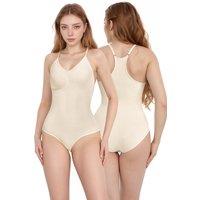 MODISHION Women's Bodysuit Racerback Seamless Shapewear Tank Top in Beige | Size: XL