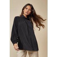 HOXTON GAL Women's Relaxed Fit Long Sleeves Button Detailed Blouse in Black | Size: 16-18