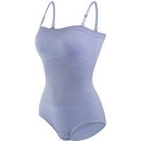 Women's Nylon Bandeau Tummy Control Shapewear Bodysuit Tops in Blue | Size: Small