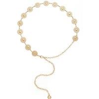 MODISHION Women's Round Coin-Shaped Charms Adjustable Metal Waist Chain Accessory in Gold