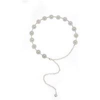 MODISHION Women's Round Coin-Shaped Charms Adjustable Metal Waist Chain Accessory in Silver