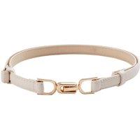 MODISHION Women's Adjustable Skinny PU Leather Belt in Beige