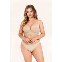 MODISHION Women's Seamless Push Up Underwire Brassiere Three-Quarter Cup Bra in Nude | Size: 34C